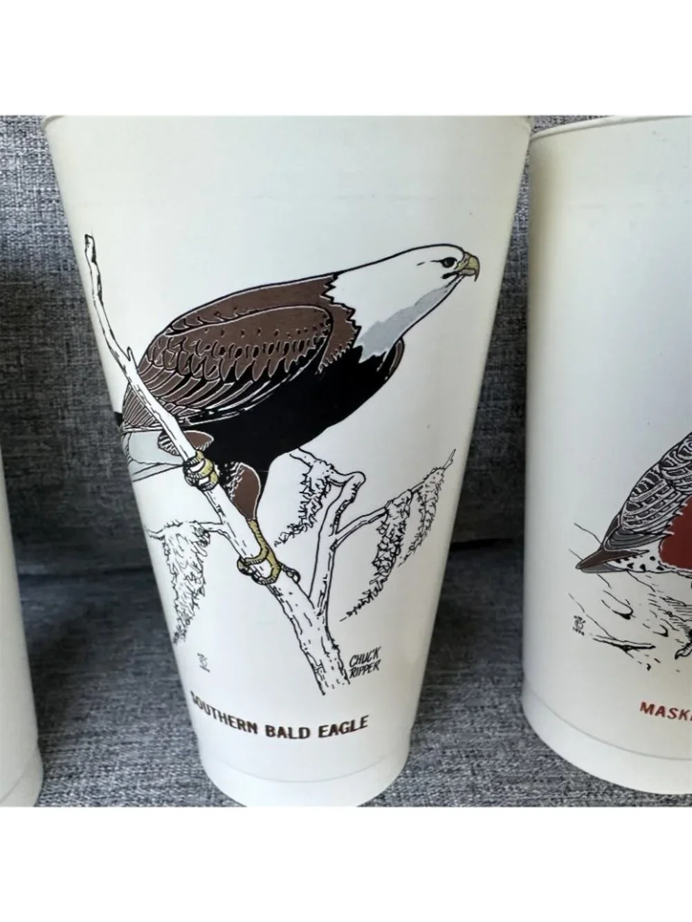 VINTAGE 1970S SLURPEE CUPS LOT OF 3 - ENDANGERED ANIMALS CHUCK RIPPER